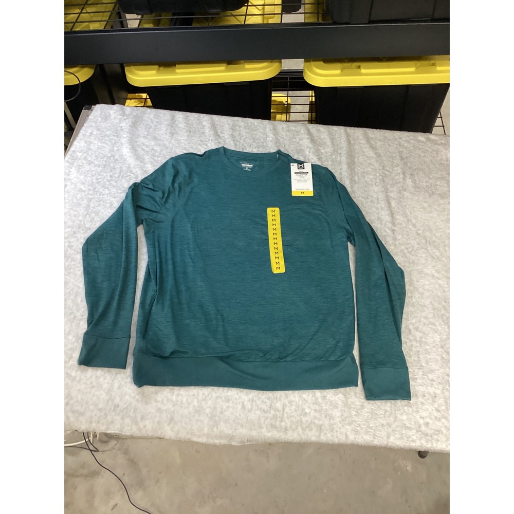 Members Mark‎ Mens Favorite Soft Pullover Teal Heathered Long Sleeve Shirt M NEW